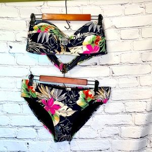 Swimsuits For All Black Green Tropical Bikini 14